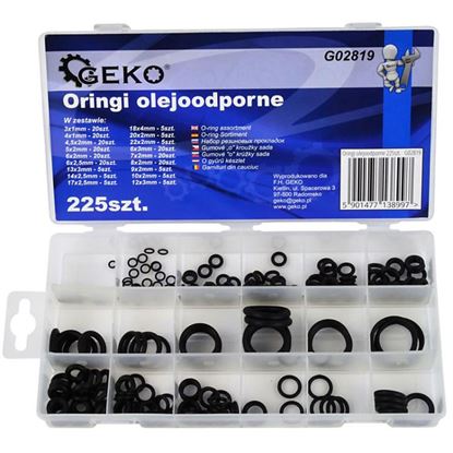 Obrázok pre výrobcu Geko G02819 sada O-krúžkov odolných voči oleju 225-diel.