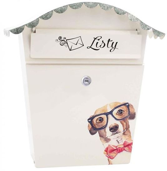 Obrázok XL-TOOLS Poštová schránka s vlnitou strieškou, motív psík s okuliarmi, 2.SKM3