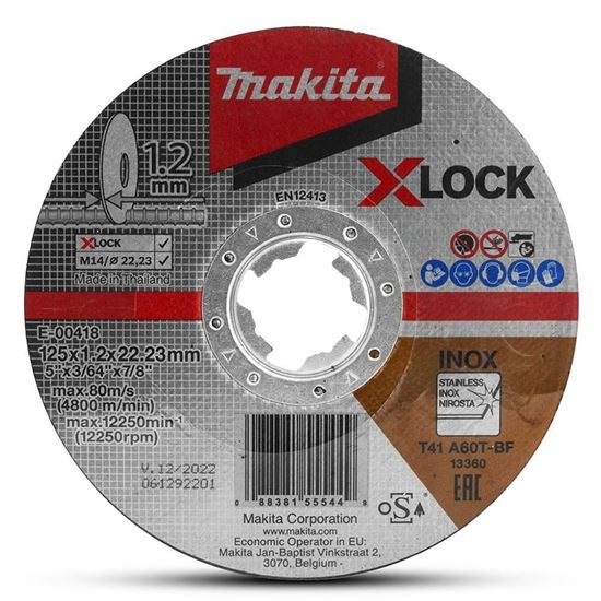 Obrázok MAKITA E-00418 kotúč rezný 125 x 1,2 mm na oceľ a nerez X-LOCK