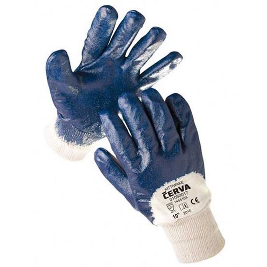 Obrázok CERVA - KITTIWAKE rukavice bavlnené s nitrilovou dlaňou a pružnou manžetou