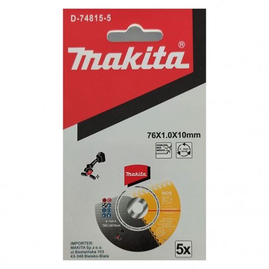 Obrázok MAKITA D-74815-5 Rezný kotúč INOX 76x1x10mm 5ks