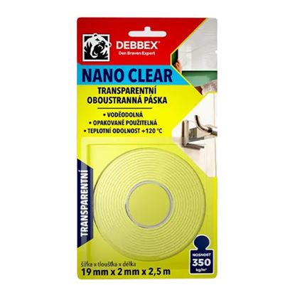 Obrázok pre výrobcu DEBBEX Transparentná obojstranná páska NANO CLEAR 19mm x 2,5m /B8220BD/